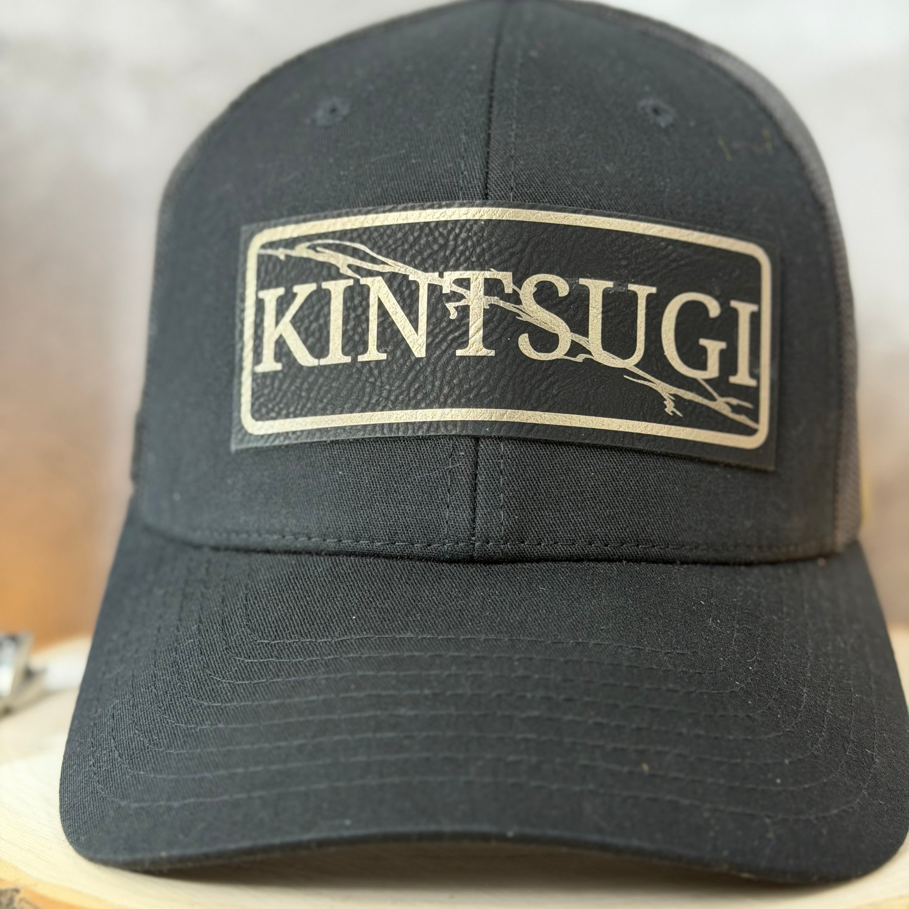 Kintsugi Trucker Hat With Leather Patch Design