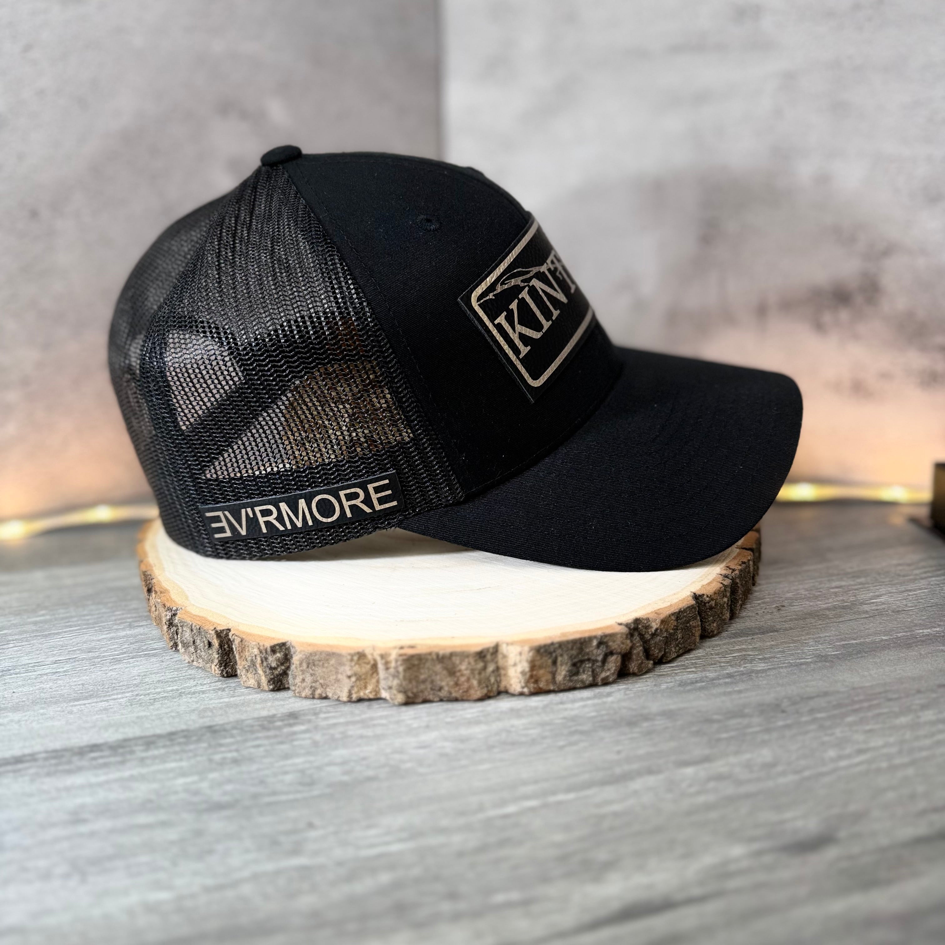 Kintsugi Trucker Hat With Leather Patch Design