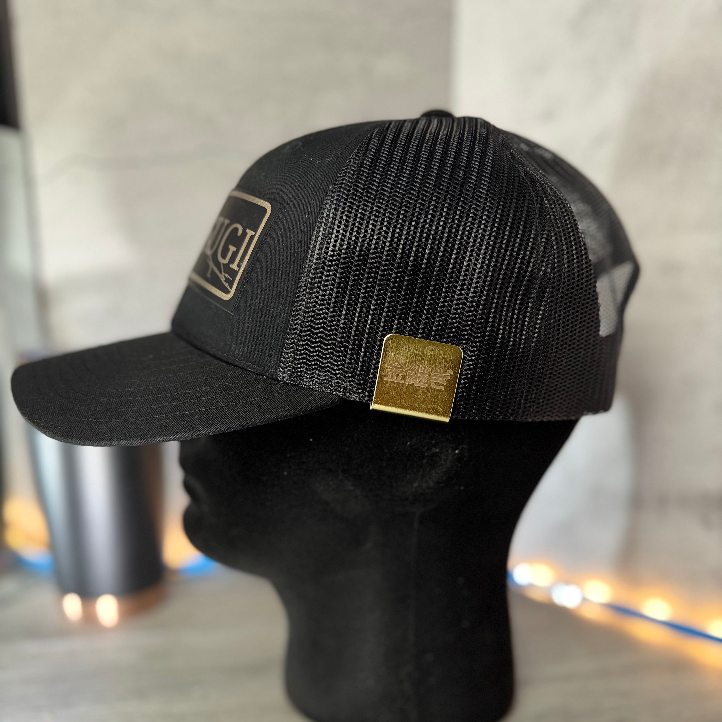 Kintsugi Trucker Hat With Leather Patch Design